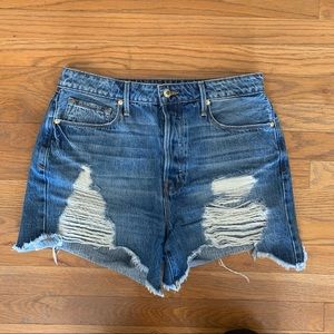 Good American distressed jean shorts